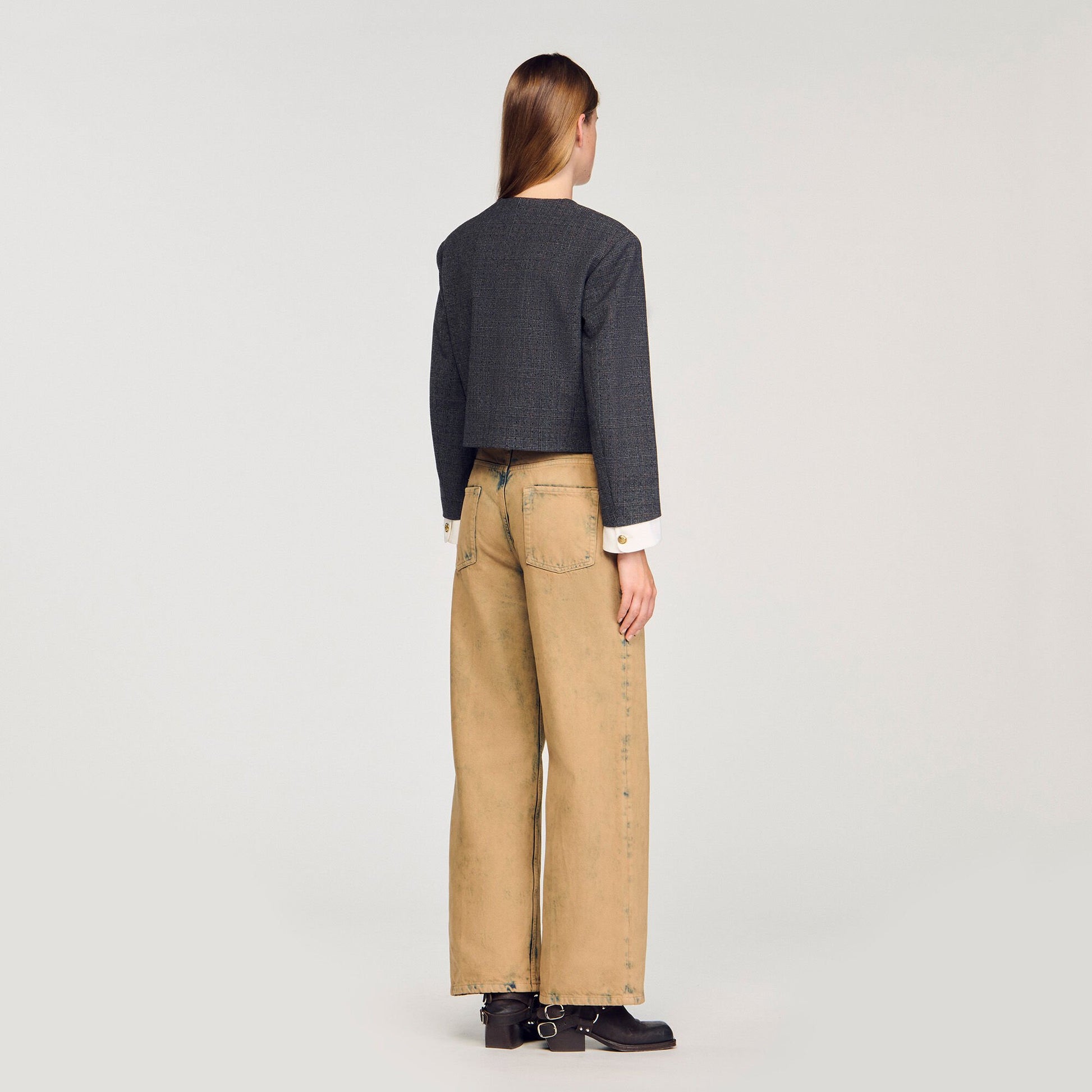 Sandro Rhinestone tailored jacket Grey / Brown