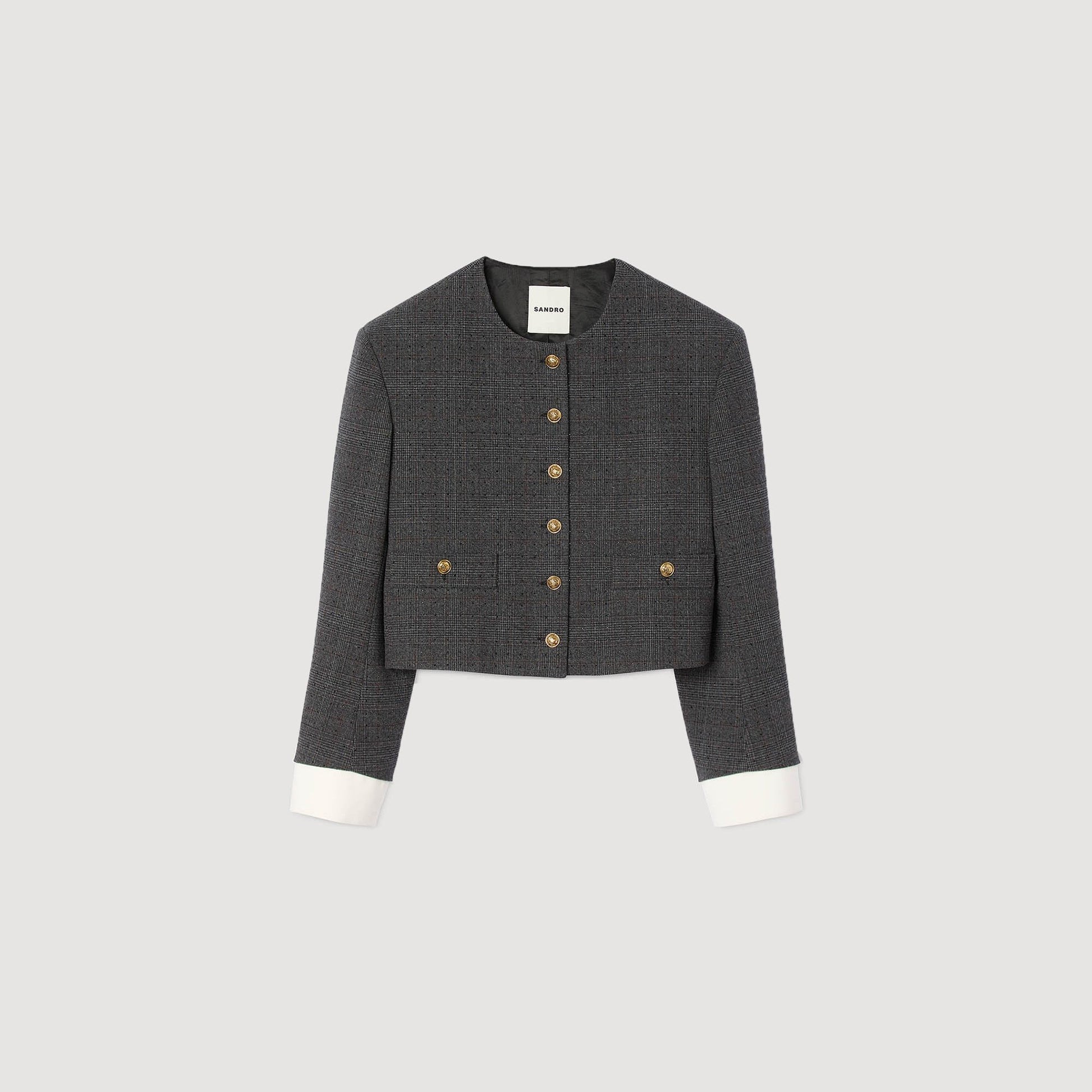Sandro Rhinestone tailored jacket Grey / Brown