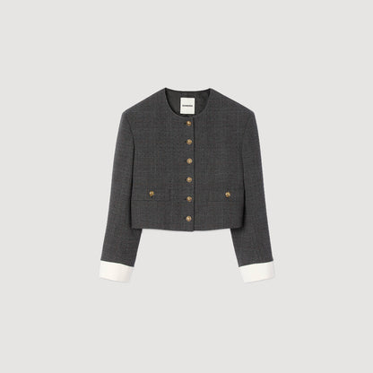 Sandro Rhinestone tailored jacket Grey / Brown