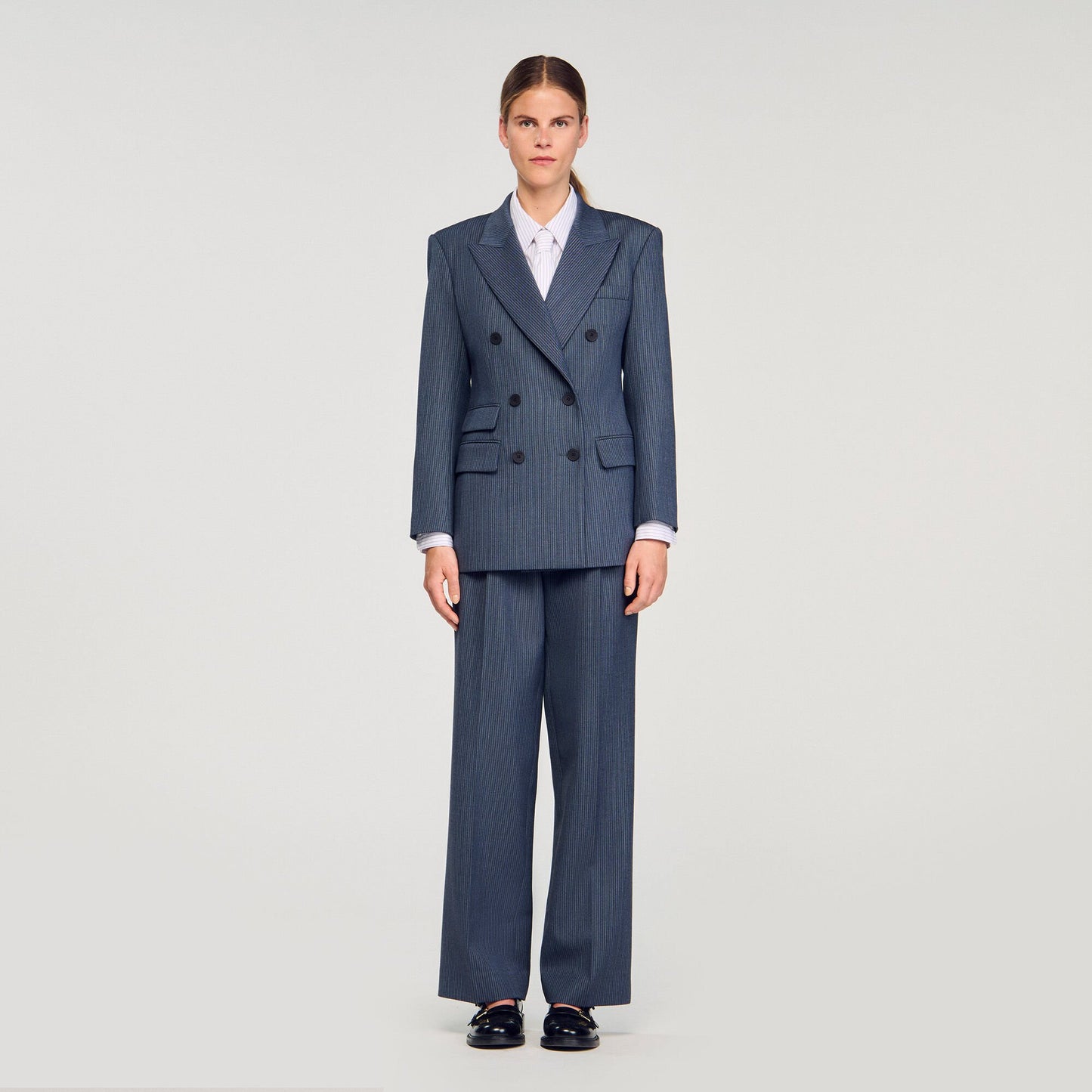 Sandro Striped tailored jacket Blue