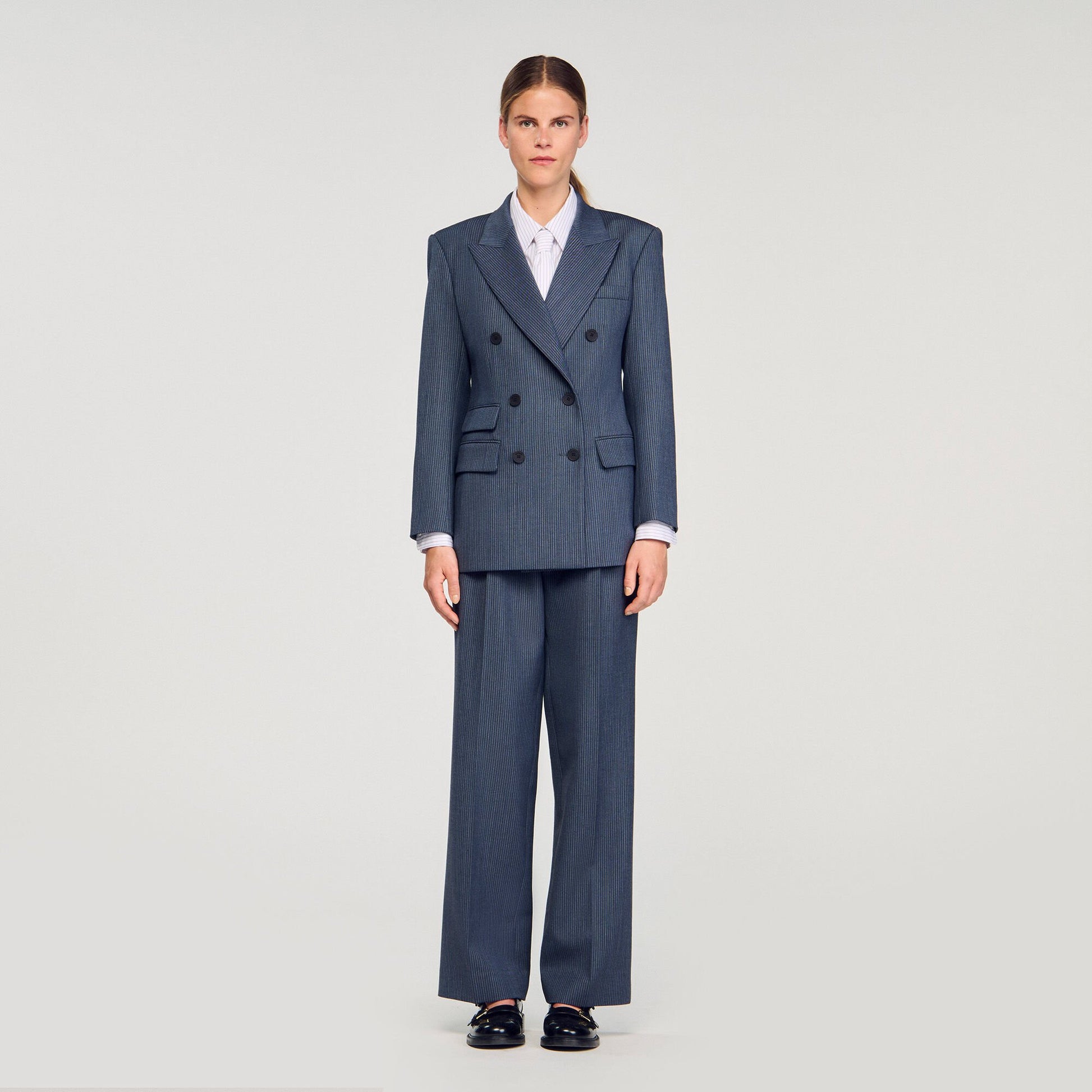 Sandro Striped tailored jacket Blue