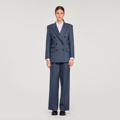 Sandro Striped tailored jacket Blue