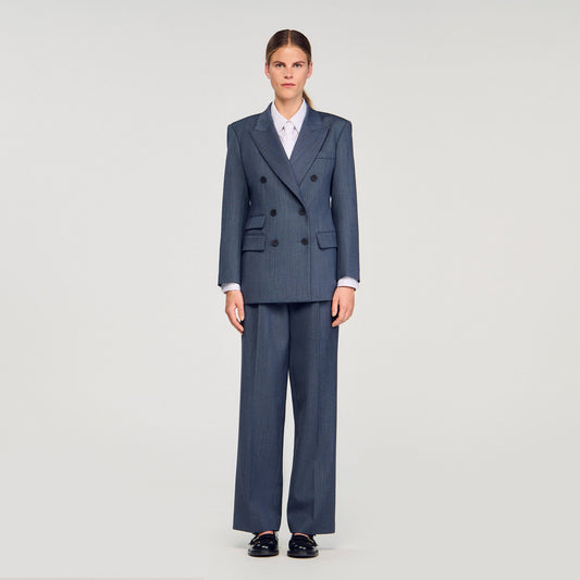 Sandro Striped tailored jacket Blue