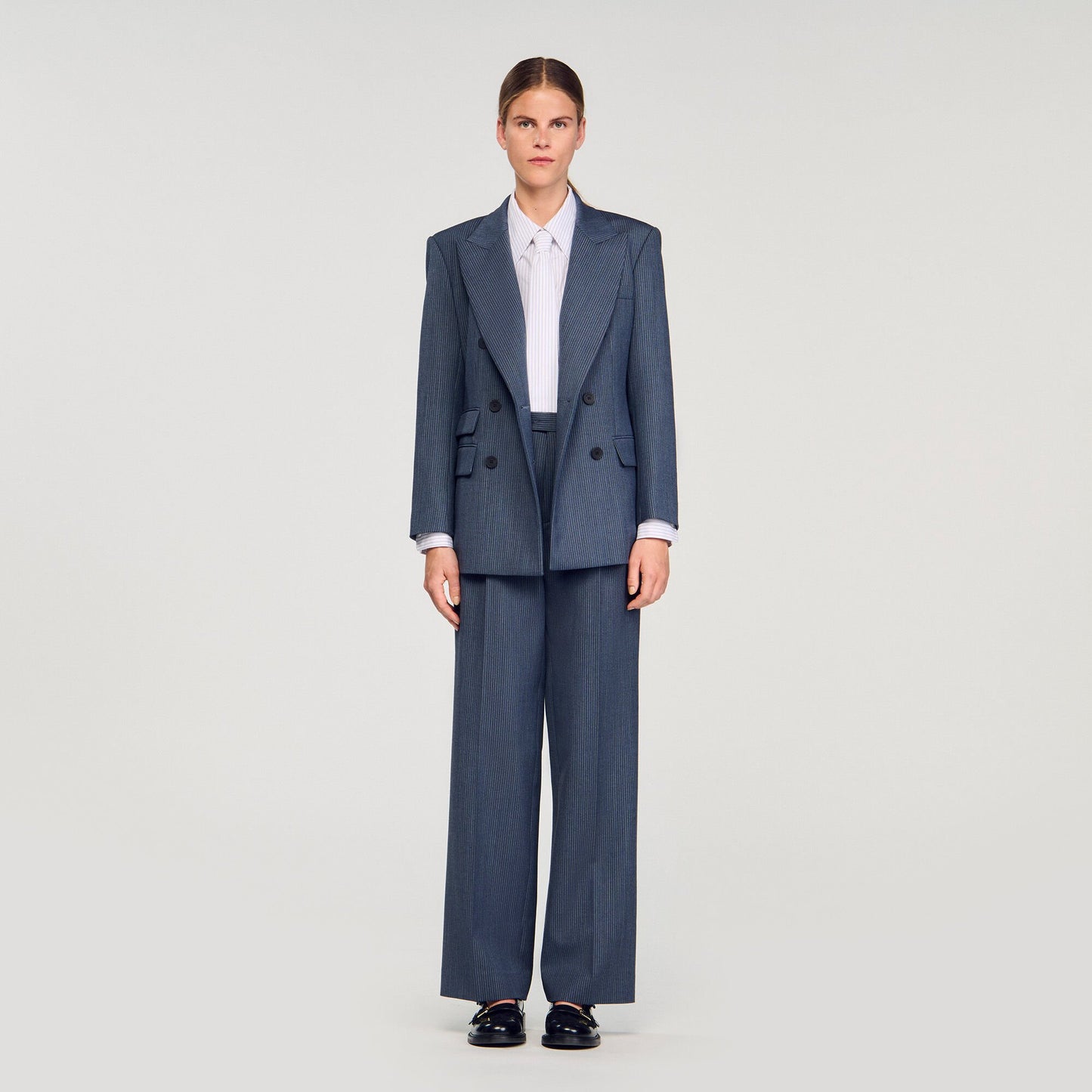 Sandro Striped tailored jacket Blue