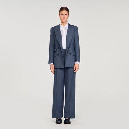 Sandro Striped tailored jacket Blue