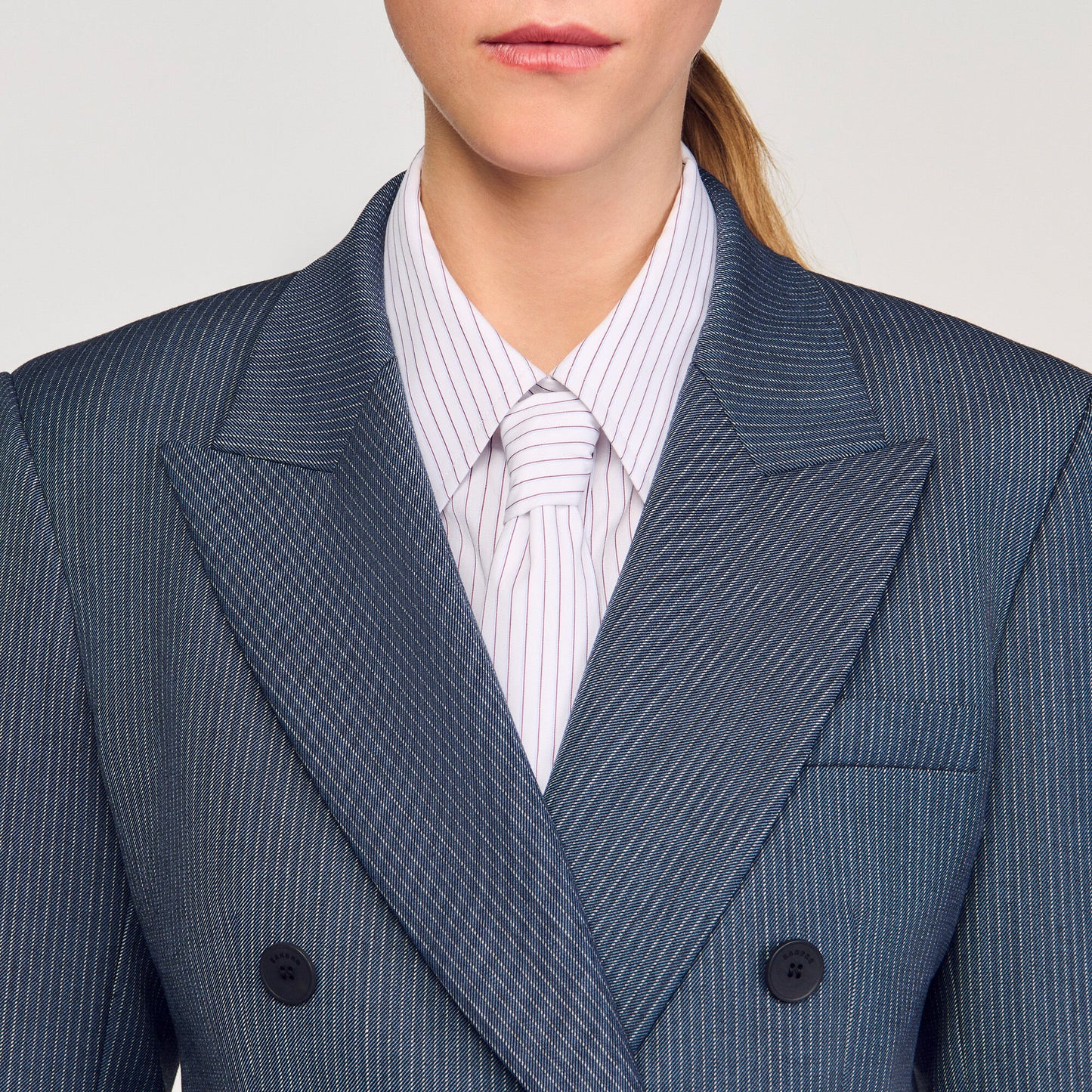 Sandro Striped tailored jacket Blue
