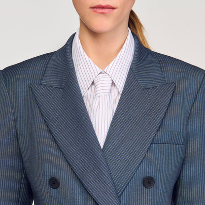 Sandro Striped tailored jacket Blue