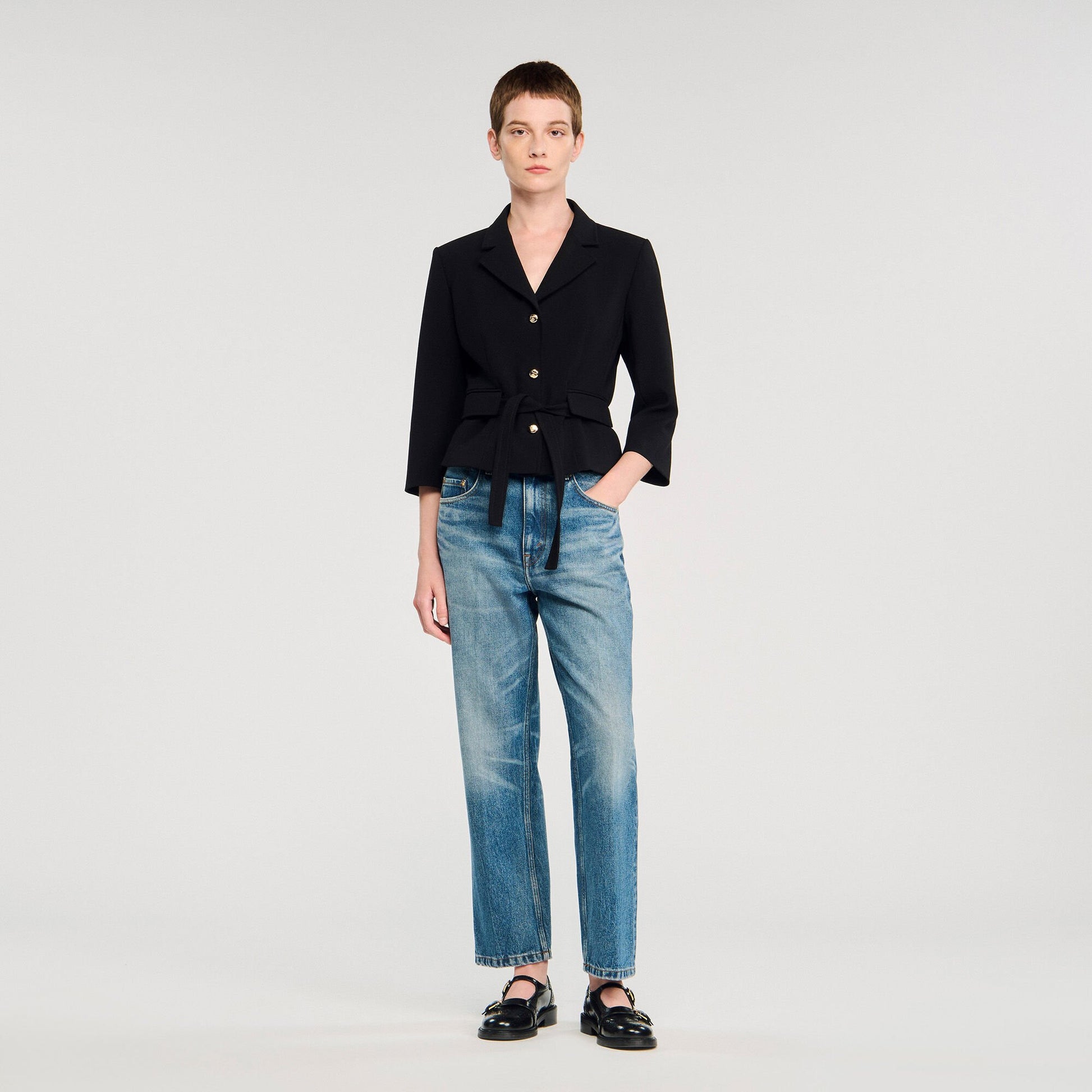 Sandro Short tailored jacket Black