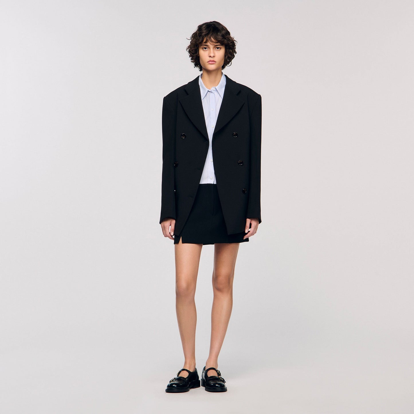 Sandro Crossed tailored jacket Black