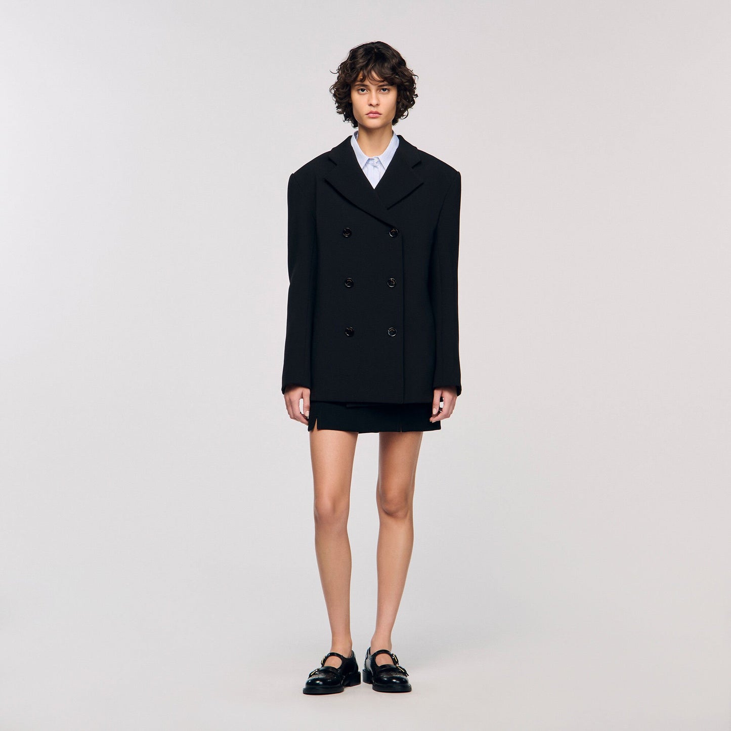 Sandro Crossed tailored jacket Black