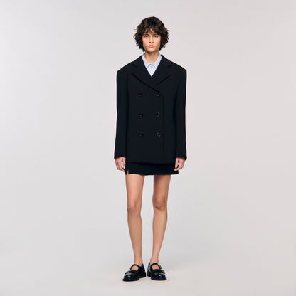 Sandro Crossed tailored jacket Black