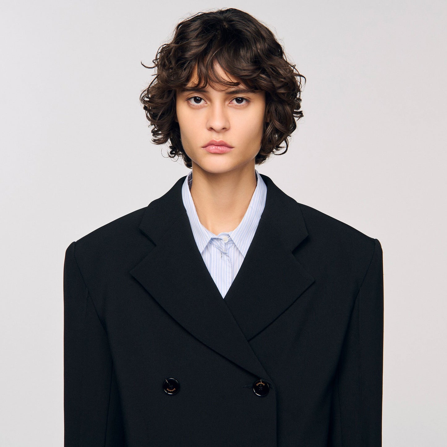 Sandro Crossed tailored jacket Black