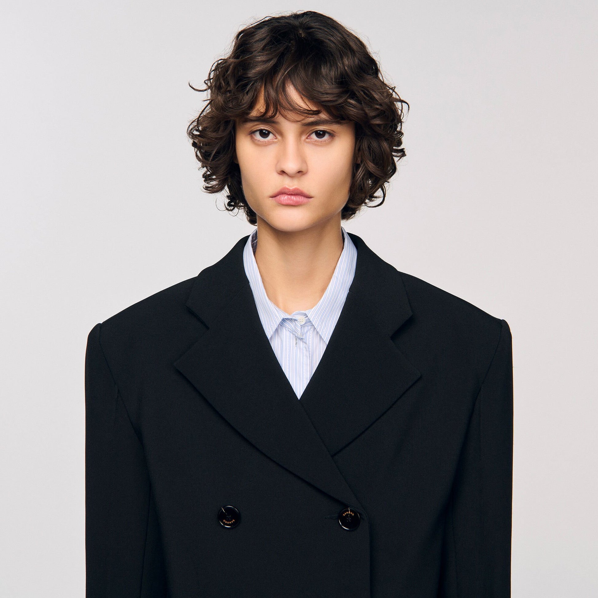 Sandro Crossed tailored jacket Black