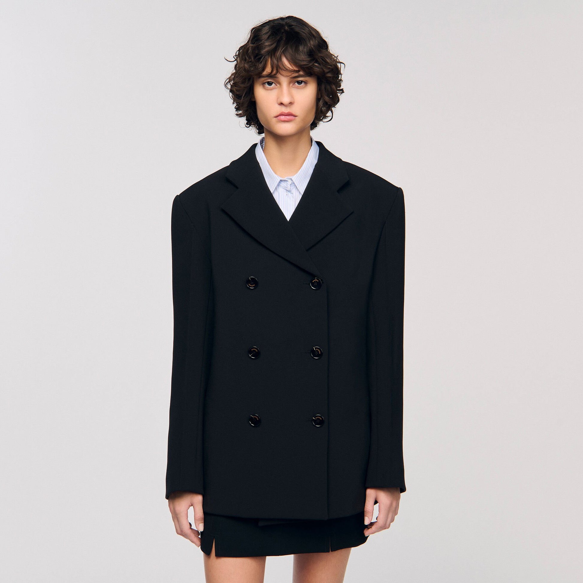Sandro Crossed tailored jacket Black