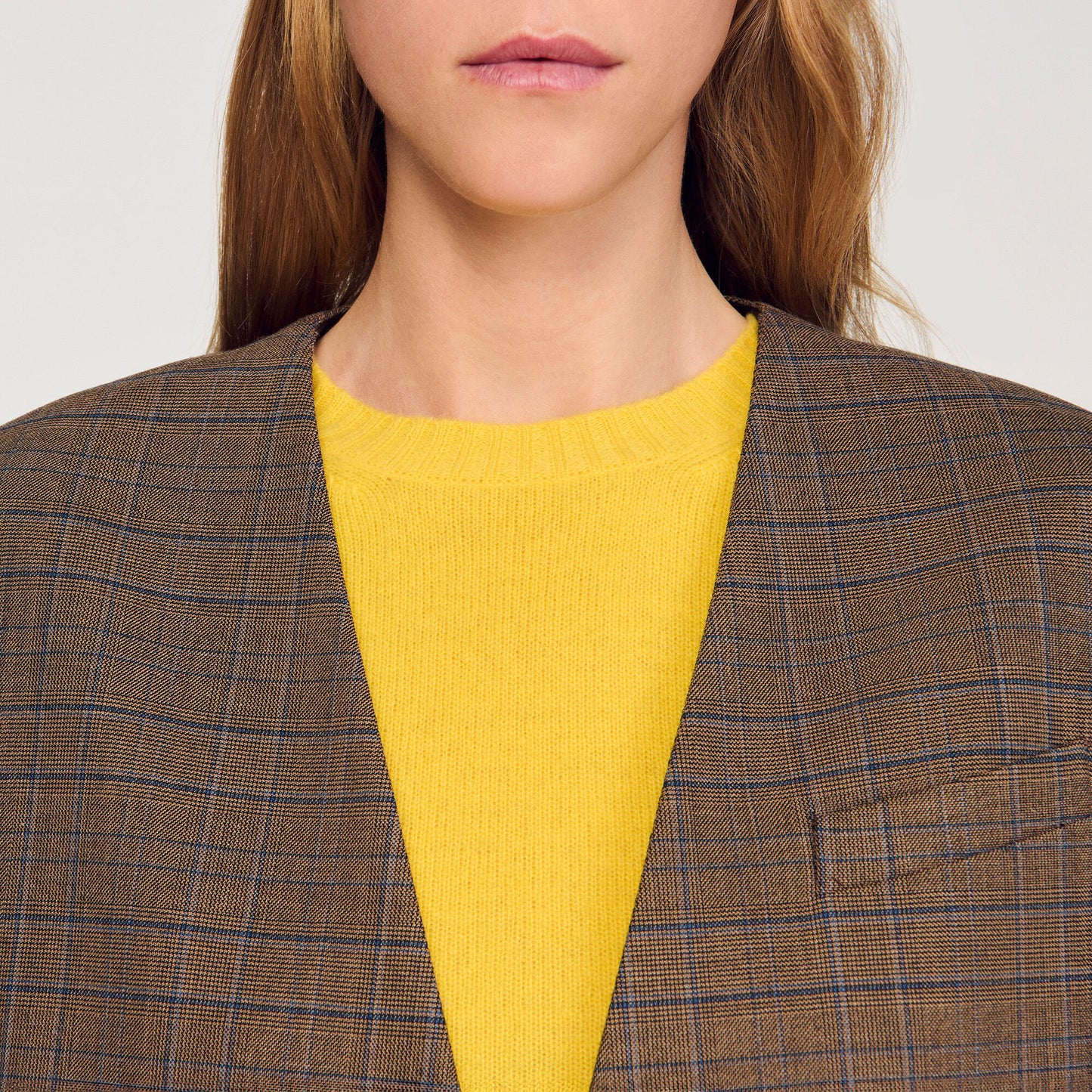 Sandro Oversized checked jacket Ocher / Blue
