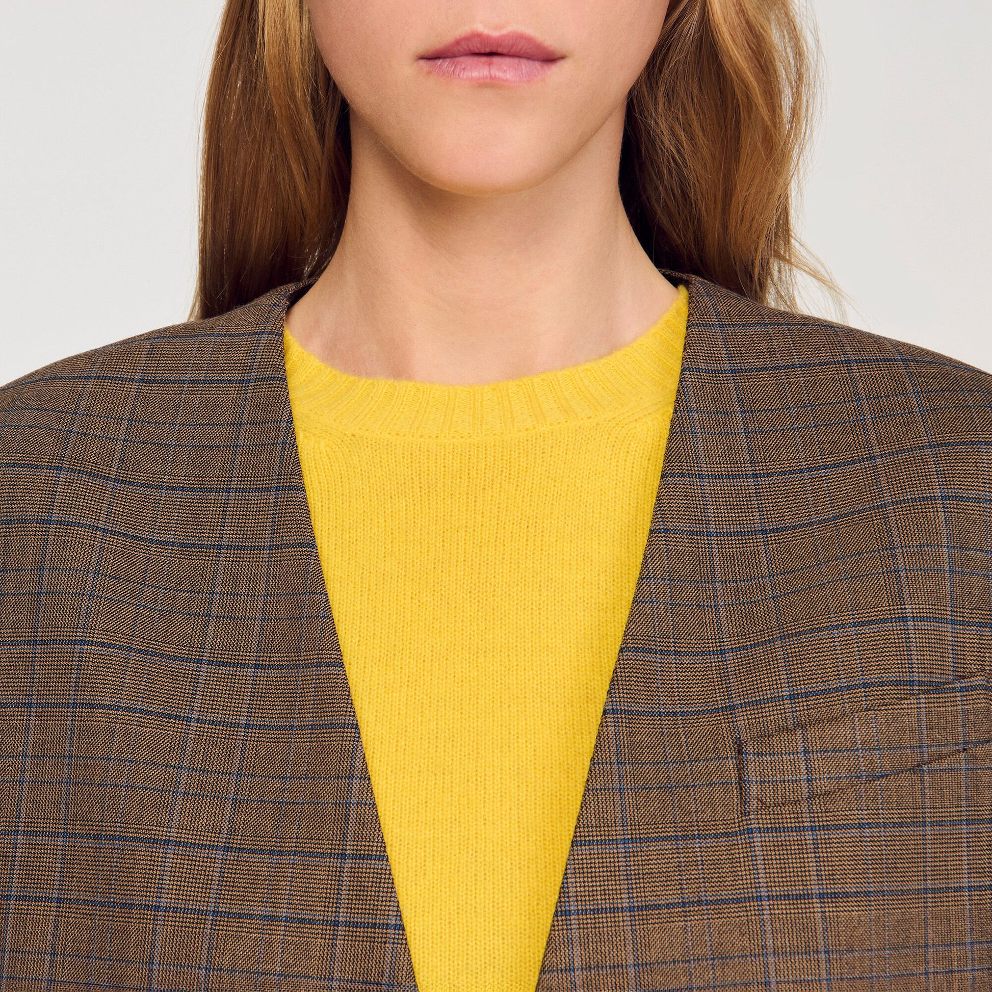 Sandro Oversized checked jacket Ocher / Blue