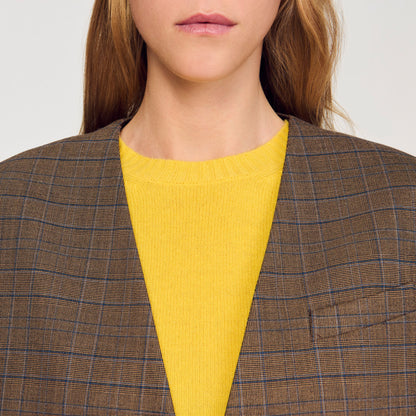 Sandro Oversized checked jacket Ocher / Blue