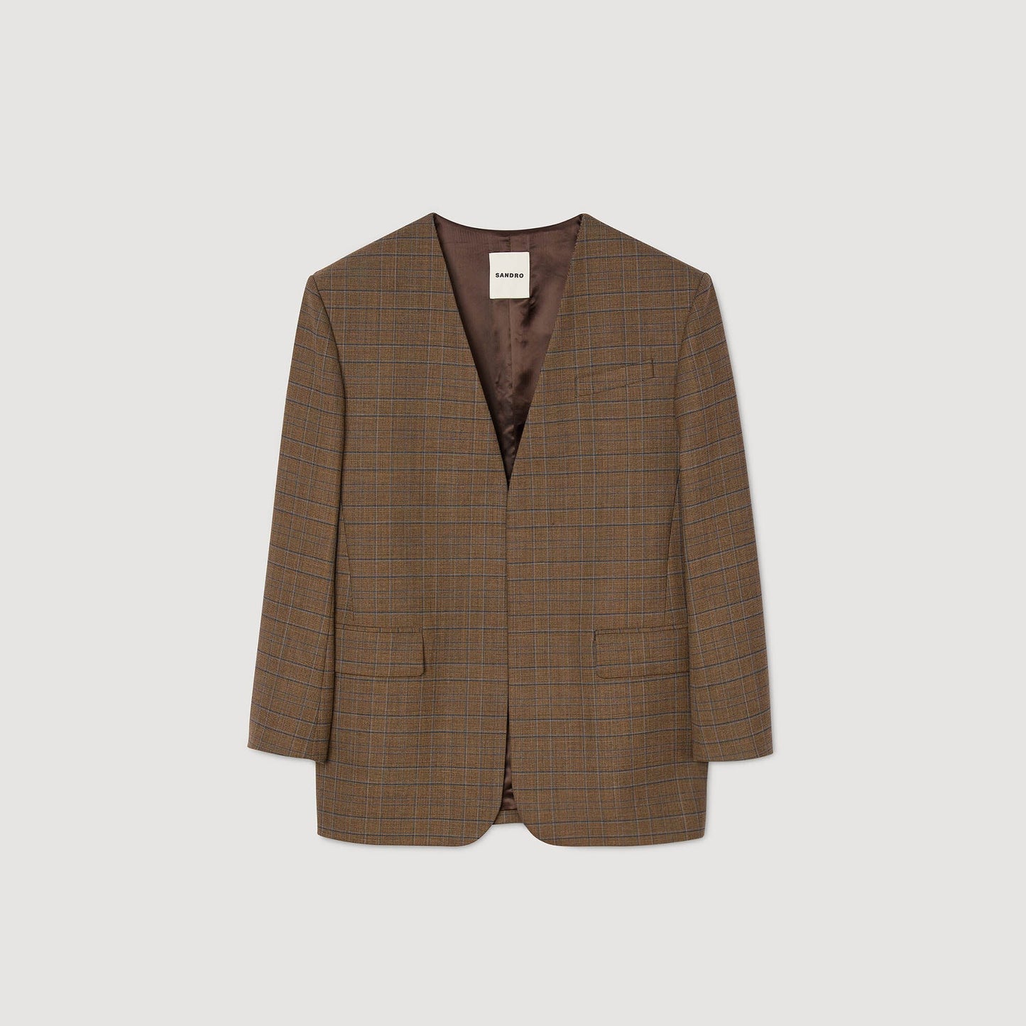 Sandro Oversized checked jacket Ocher / Blue