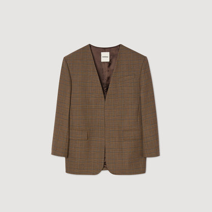 Sandro Oversized checked jacket Ocher / Blue