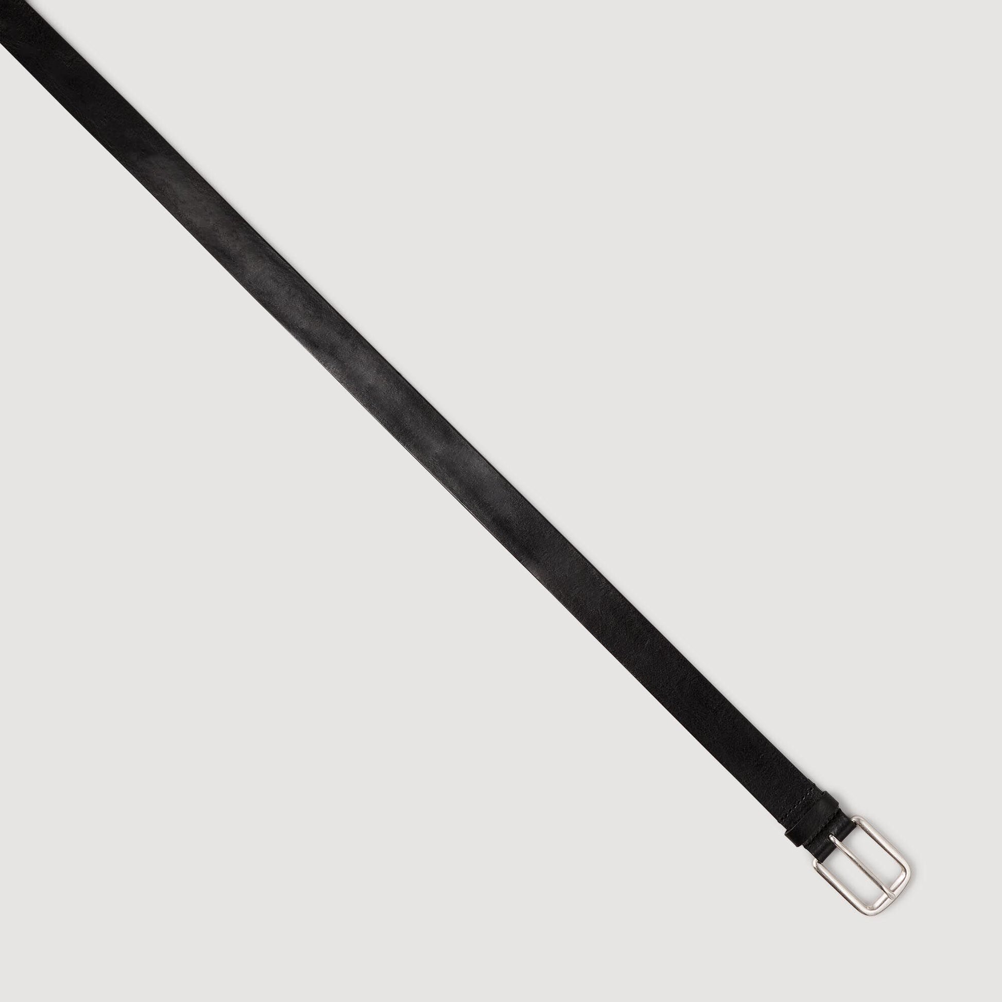 Sandro Vegetable-tanned leather belt Black