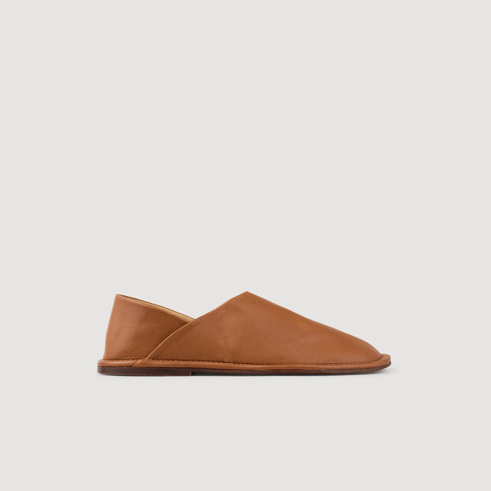 Sandro Grained leather slippers Camel
