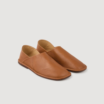 Sandro Grained leather slippers Camel