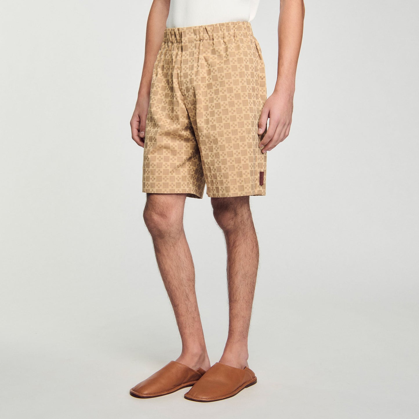 Sandro Grained leather slippers Camel