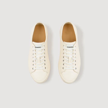 Sandro Low-top split leather trainers Off White