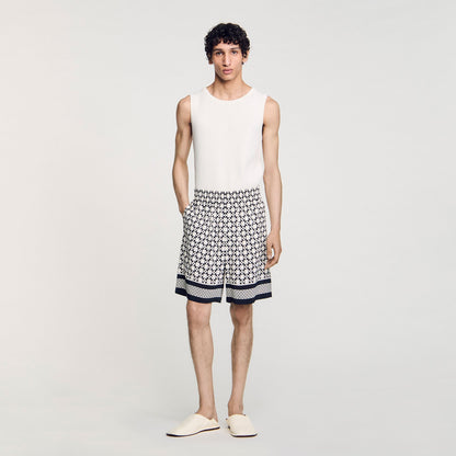 Sandro Square Cross flowy bermuda shorts Black