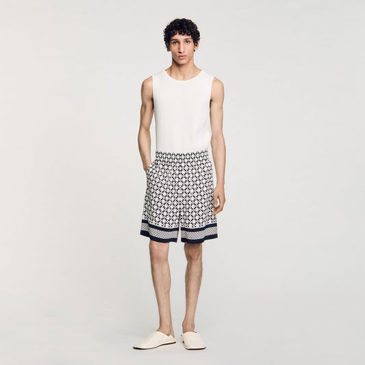 Sandro Square Cross flowy bermuda shorts Black
