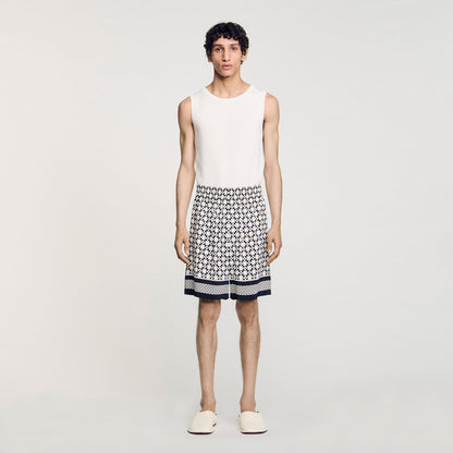 Sandro Square Cross flowy bermuda shorts Black