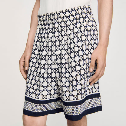 Sandro Square Cross flowy bermuda shorts Black
