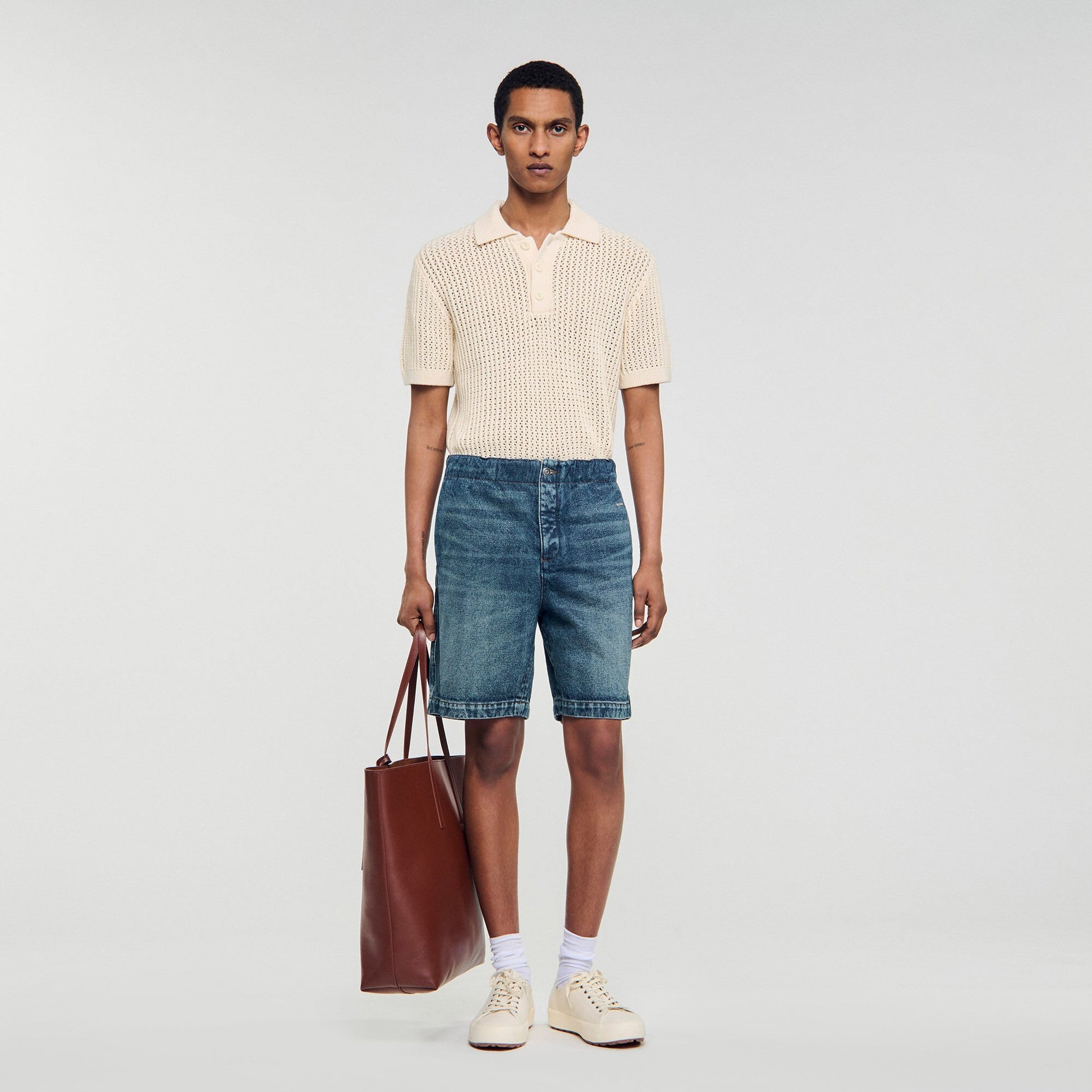Sandro Elasticated denim shorts Blue Vintage - Denim