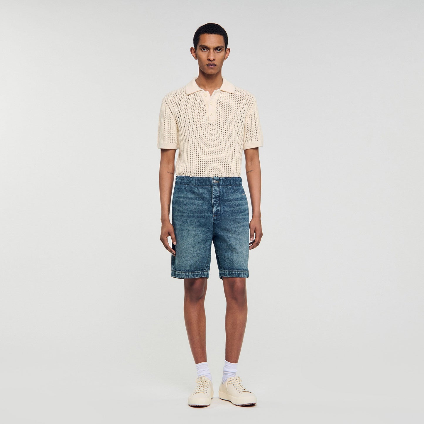 Sandro Elasticated denim shorts Blue Vintage - Denim