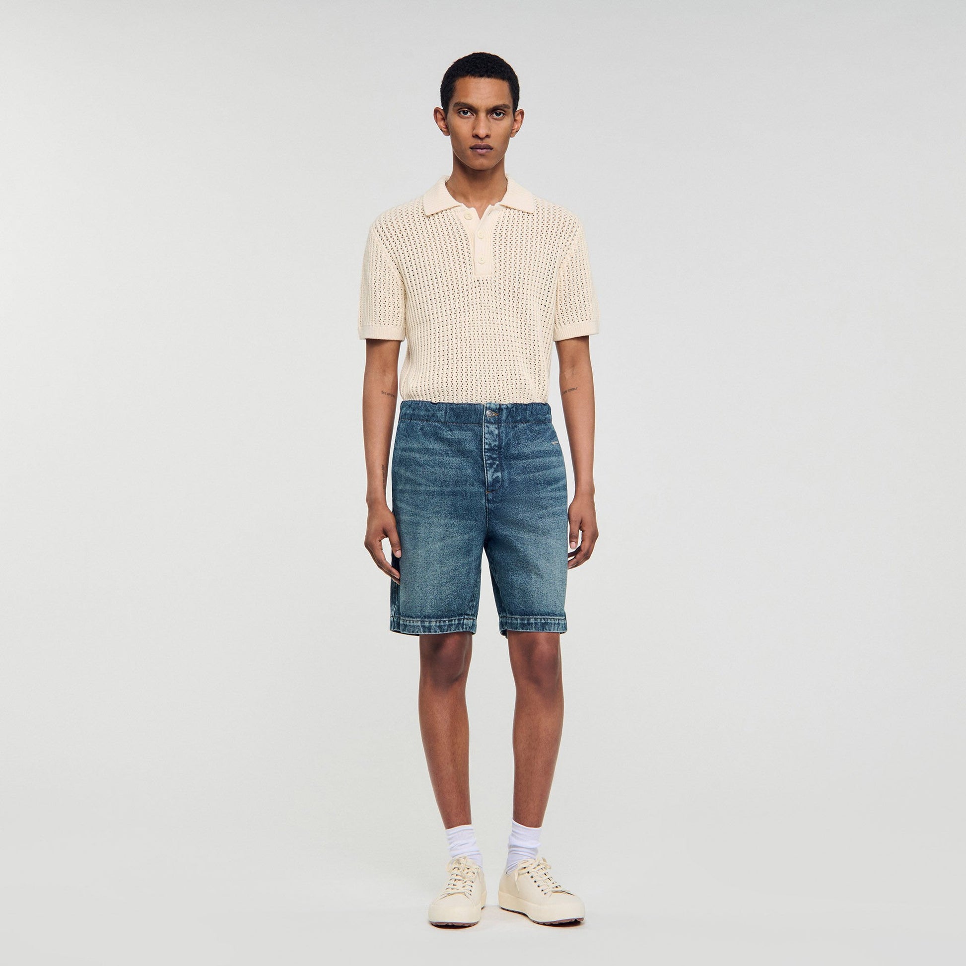 Sandro Elasticated denim shorts Blue Vintage - Denim