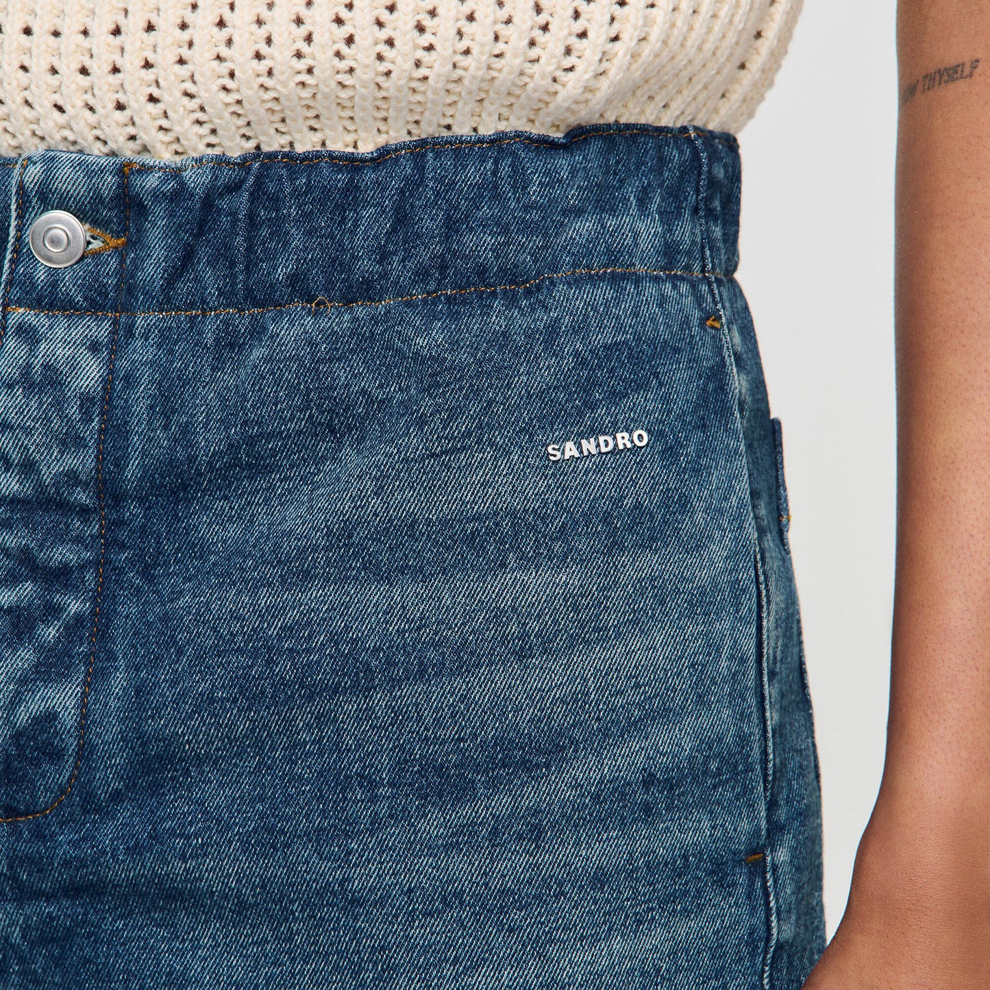 Sandro Elasticated denim shorts Blue Vintage - Denim