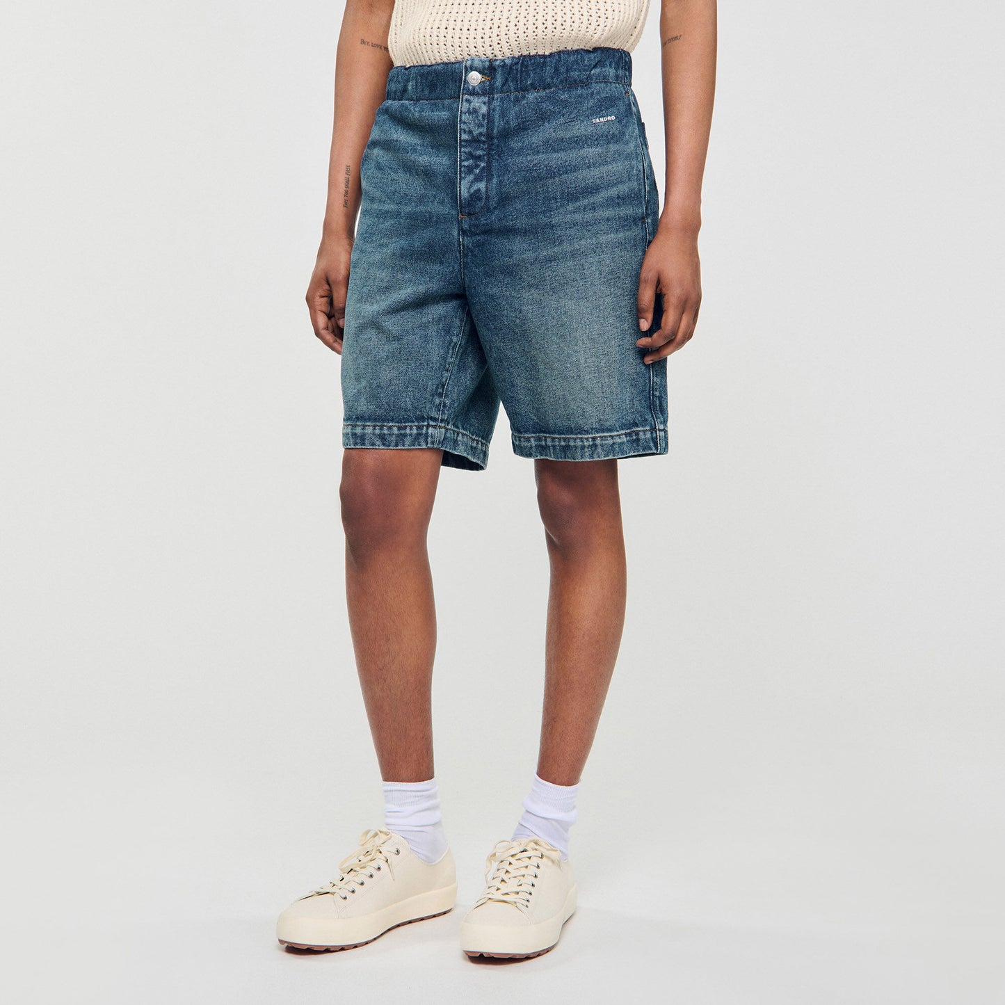 Sandro Elasticated denim shorts Blue Vintage - Denim