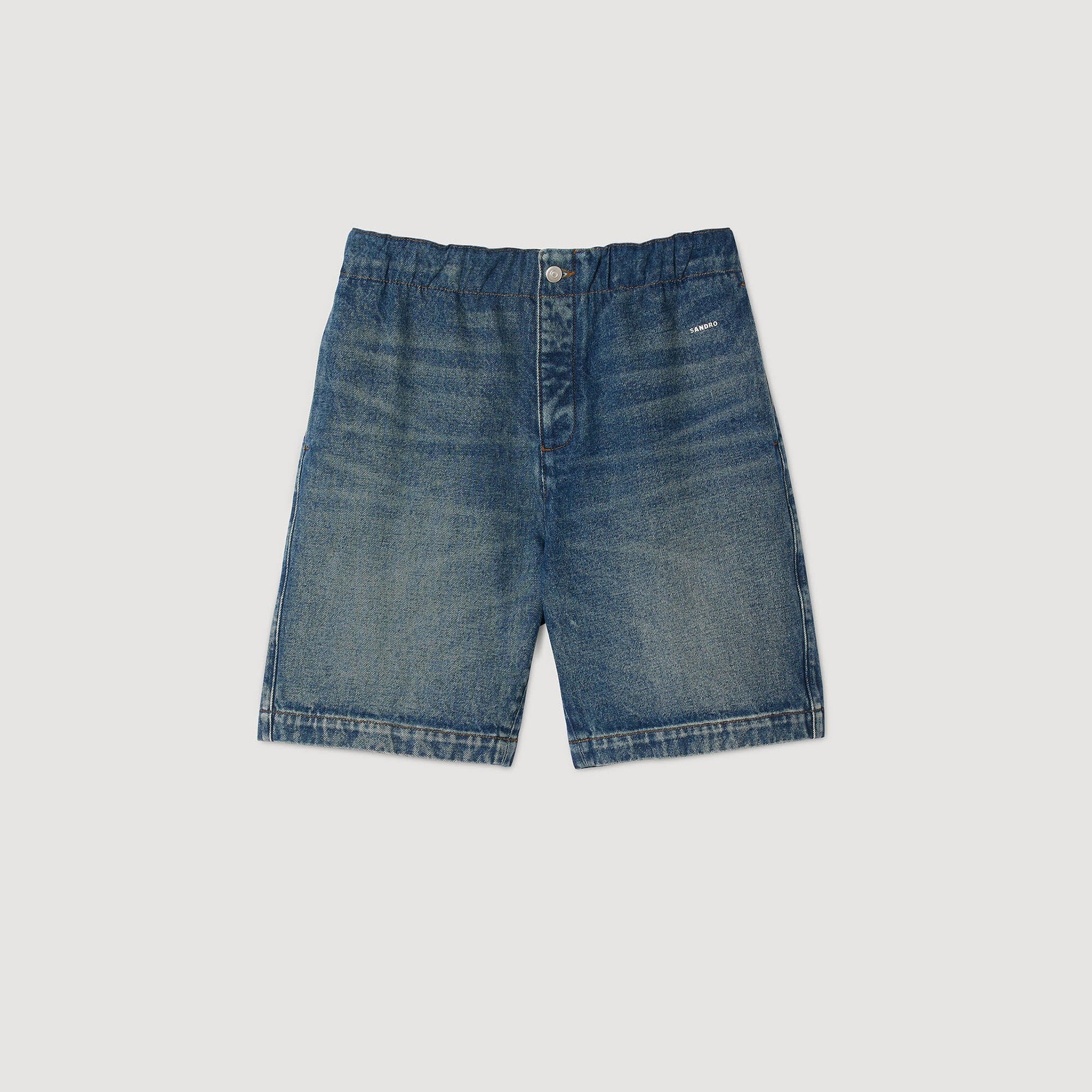 Sandro Elasticated denim shorts Blue Vintage - Denim