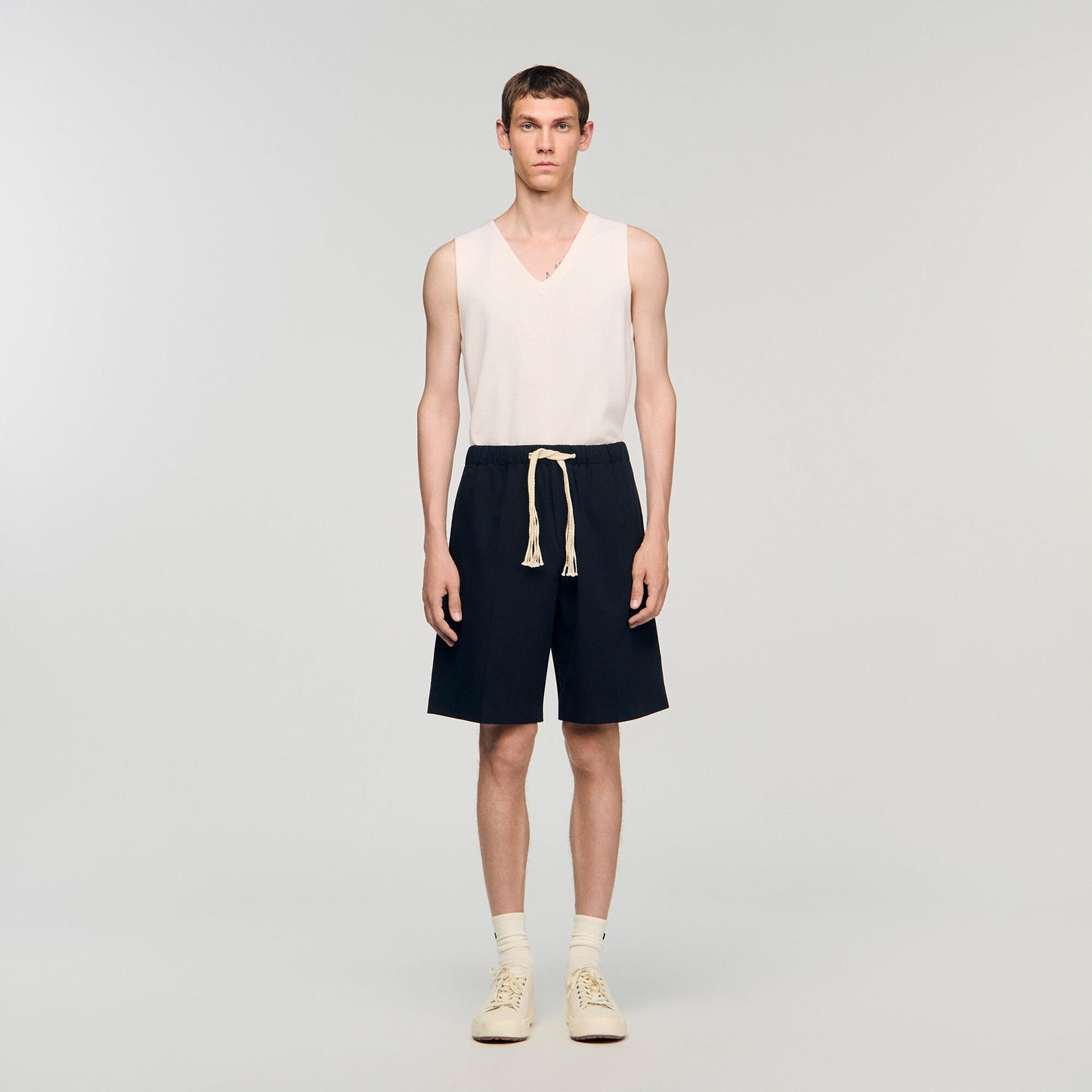 Sandro Elasticated waist cotton shorts Navy Blue