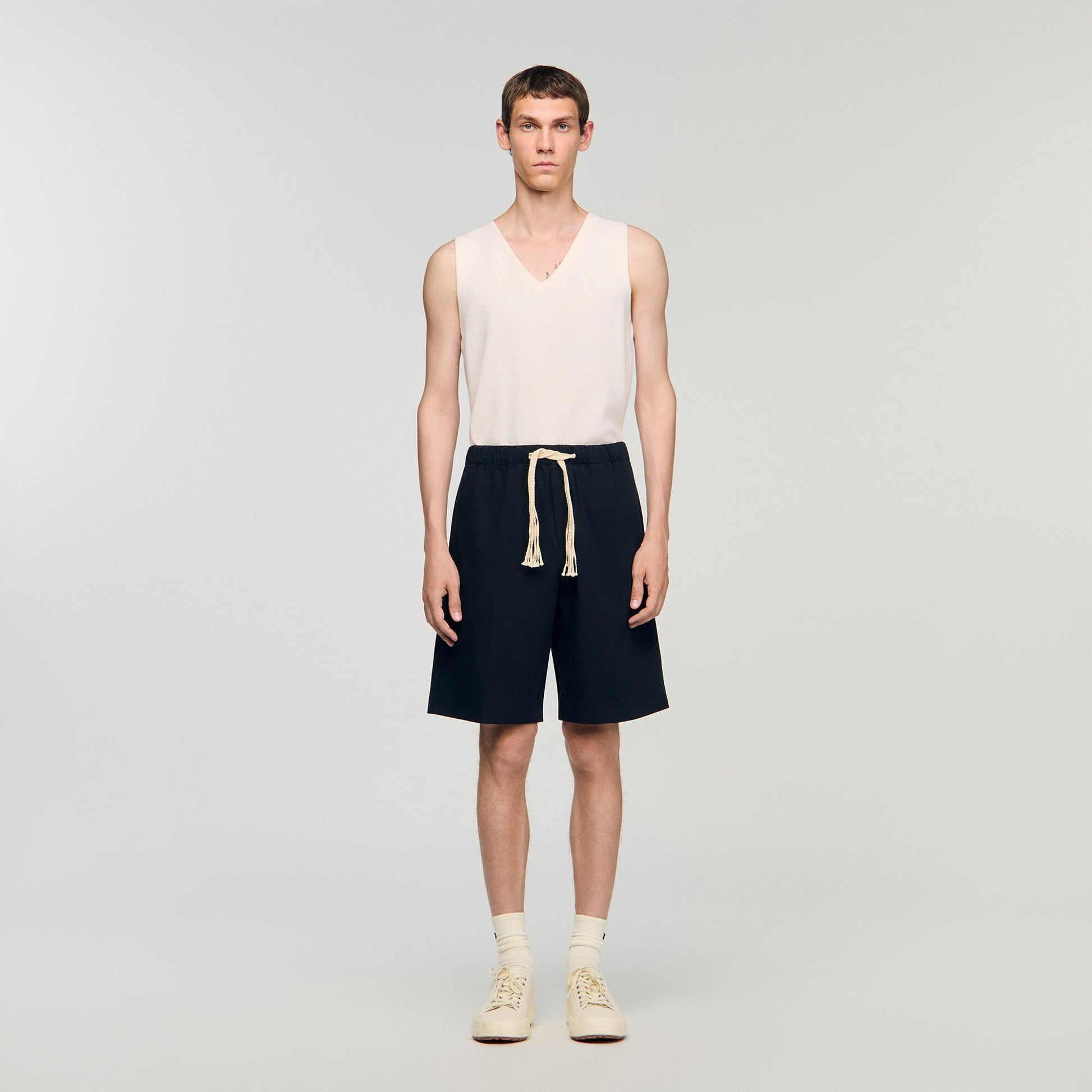 Sandro Elasticated waist cotton shorts Navy Blue