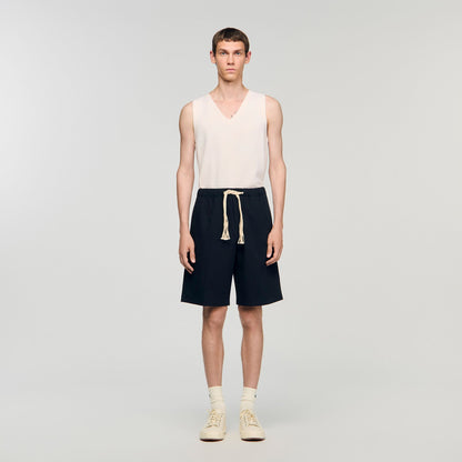 Sandro Elasticated waist cotton shorts Navy Blue