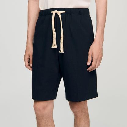 Sandro Elasticated waist cotton shorts Navy Blue