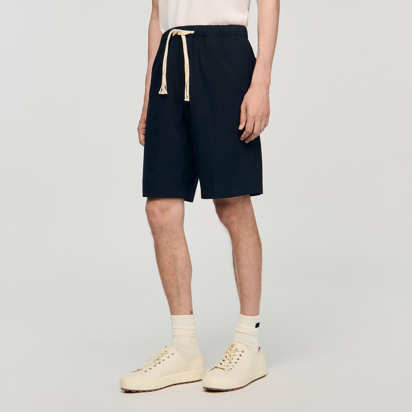 Sandro Elasticated waist cotton shorts Navy Blue