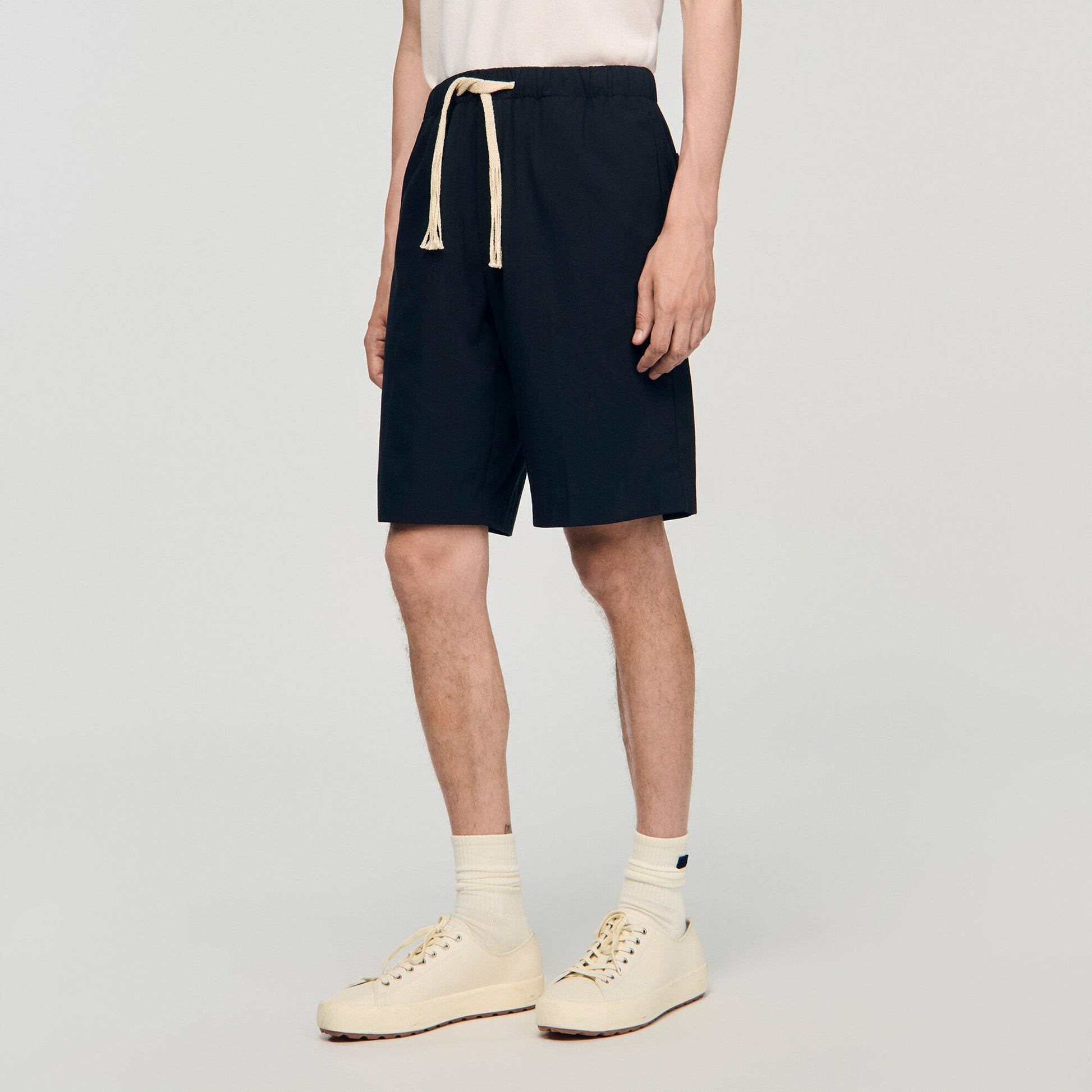 Sandro Elasticated waist cotton shorts Navy Blue