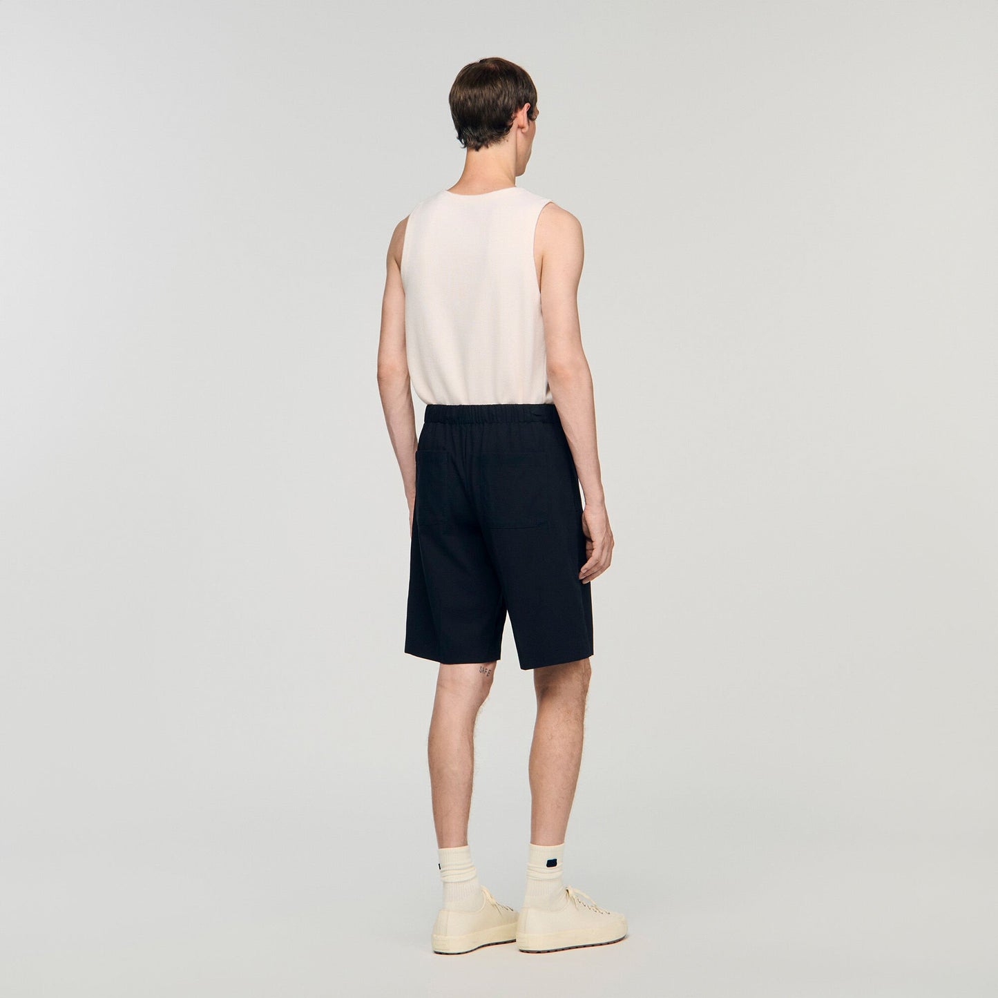 Sandro Elasticated waist cotton shorts Navy Blue