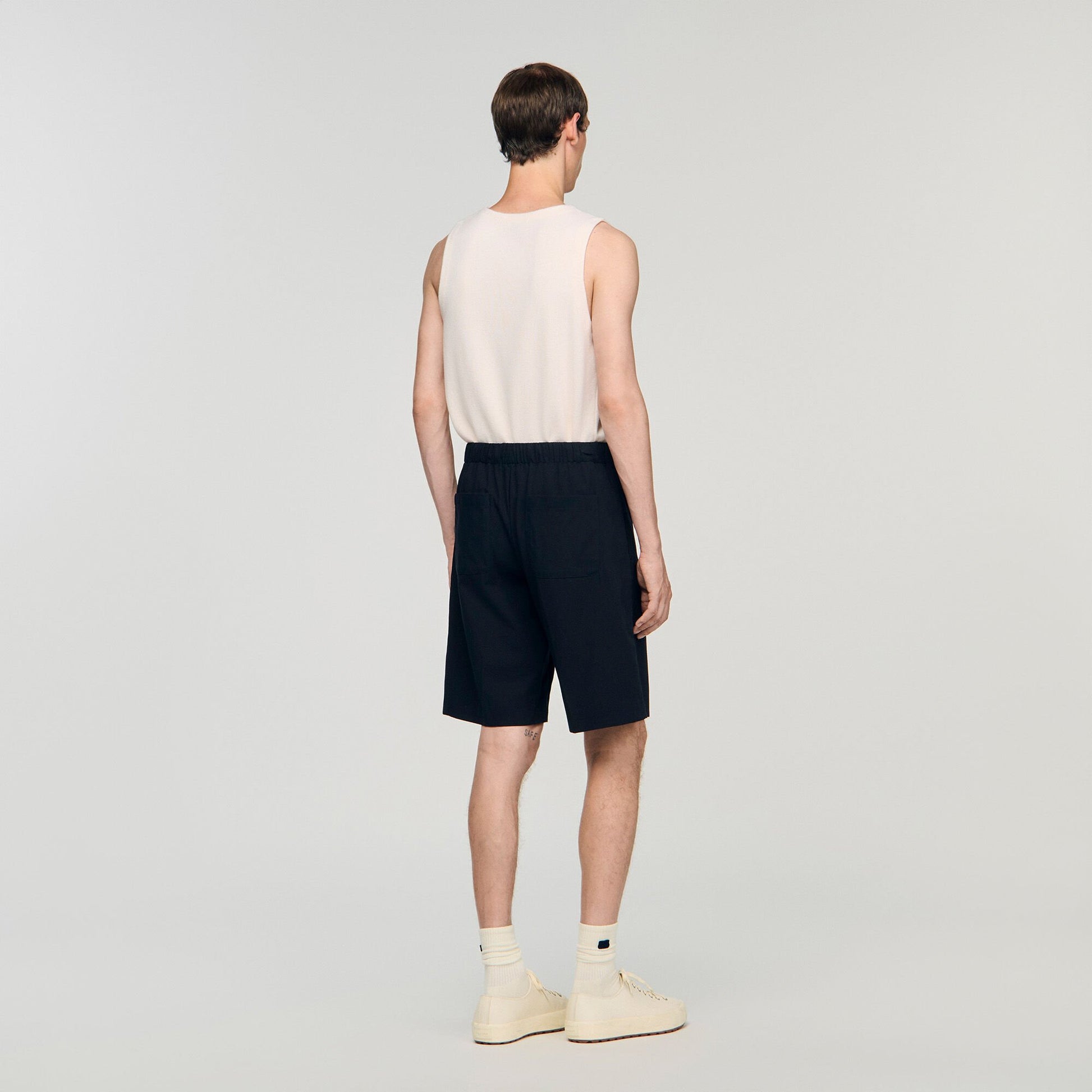 Sandro Elasticated waist cotton shorts Navy Blue