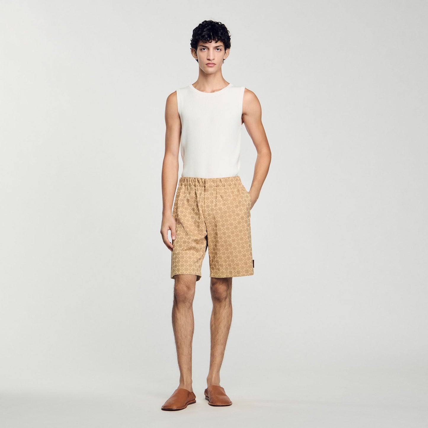 Sandro Square Cross jacquard shorts Sand