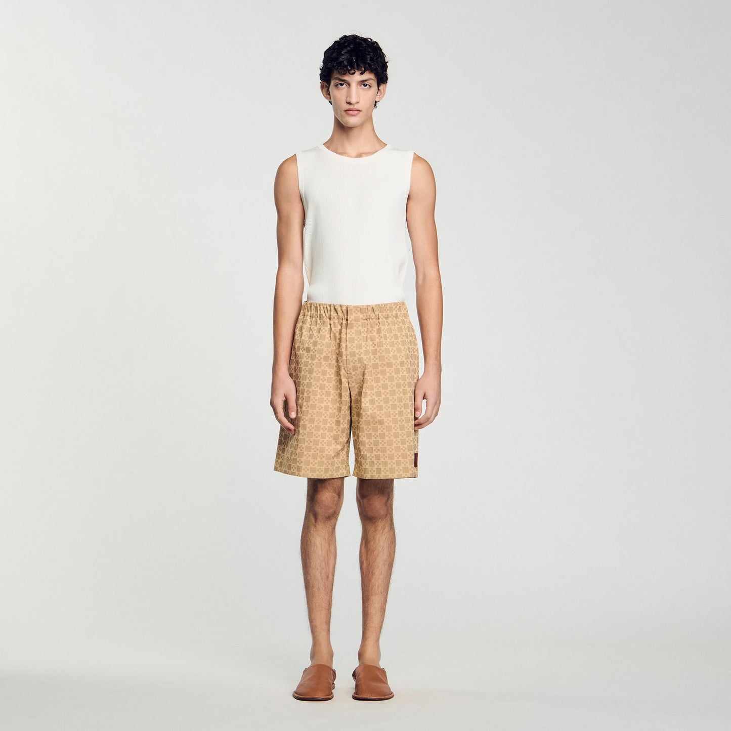 Sandro Square Cross jacquard shorts Sand