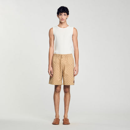 Sandro Square Cross jacquard shorts Sand