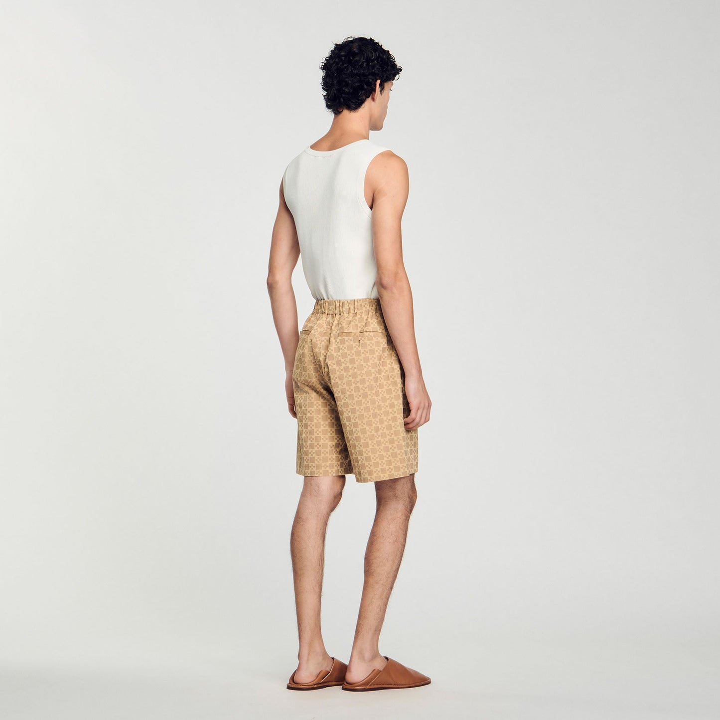 Sandro Square Cross jacquard shorts Sand